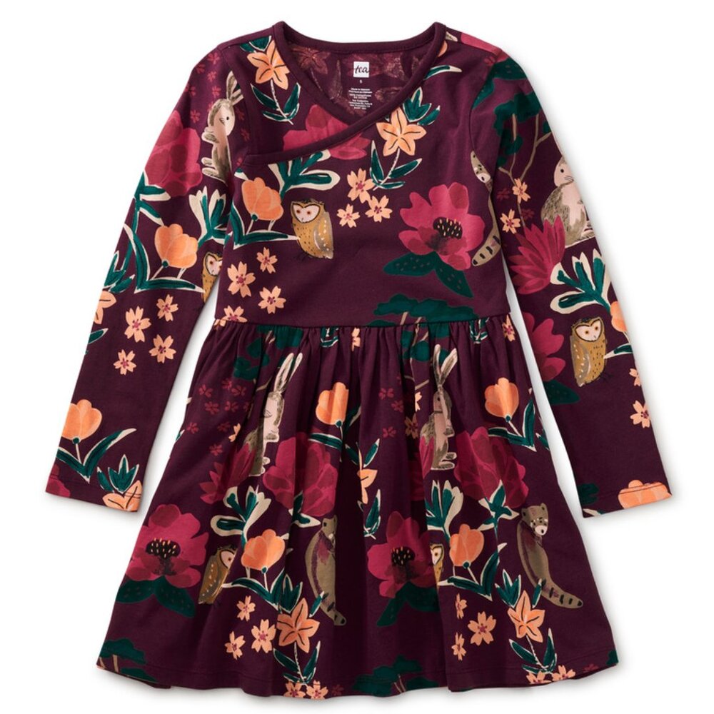 Tea Collection Forest Floral Wrap Dress